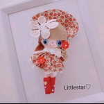 FlowerボンネットDoll✾あかいろ♡ドールチャーム♡ドール♡フェルト♡