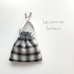 大人チェックミニふわふわ巾着