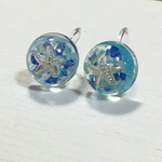 レジン イヤリング ブルー シェル入り