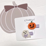 ハロウィンにぴったり♡かぼちゃ、おばけモチーフ ヘアクリップ🎃ベビーやキッズのお写真撮影に...♪*ﾟ(パープル)