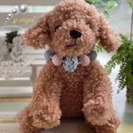 【お名前入れ可能】パステルカラーのニットボールとクリアビーズ♡ワンちゃん猫ちゃん首輪