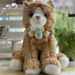 【お名前入れ可能】パステルカラーのニットボールとクリアビーズ♡ワンちゃん猫ちゃん首輪