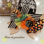 【わんちゃん／ねこちゃん用リボンチョーカー】ハロウィン／ジャック　オー　ランタン/Lots of pumpkins／黒猫ちゃん