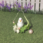 可愛い小鳥さんのお花リースピアス(ホワイトインコ)