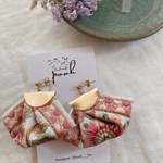  [再販] 大人可愛い可愛い 優しい色味 インド刺繍リボン 大ぶりピアス イヤリング
