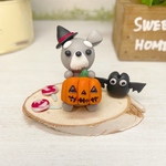 ハンドメイド　シュナウザーちゃんのハロウィン飾り　置物