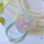 ふわふわレインボー🍬ハート♡シャカシャカヘアゴム🫧
