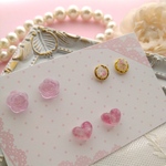 在庫処分　ピアス３点セット♡　サージカルステンレス　316L　小さいピアス　小ぶり　レジンピアス　セール　プチ
