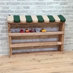 カフェの屋根　トミカ収納3段　幅50cm　シェルフ　グリーンとベージュ