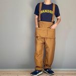  ■バックスエプロンオーバーオール■ミリタリーバックサテン■キャメル