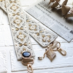 1点物☆インド刺繍リボンスマホストラップ♡グレーベース