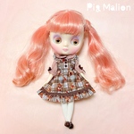 ミディブライスアウトフィット　"Stay Home Teddy"チェック柄ジャンパースカートセット