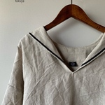 nu様ご注文品⚪︎生成りリネンのＶネックセーラーカラーブラウス