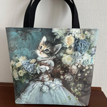 受注製作　アッシュデザイン　トートバッグ大　猫柄バッグ