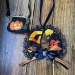 ハロウィン🎃セットF♡ねこ・小型犬用リバーシブルスタイ&にゃんこの豆がま口ポーチセット