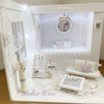 明かり付き ドールハウス  ベッドのある ホワイトのお部屋✩⃛ 1/6 高さ40