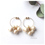 ＊再販9＊溢れる気持ち＊swarovski crystal pearl&cotton pearl bubble earring