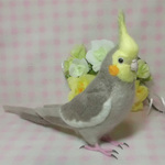 リアルサイズ♪ オカメインコ シナモングレー♂　羊毛フィギュア　羊毛フェルト 