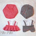 20cmぬいぐるみ用 着せ替え服 コスチューム ぬい服 格子柄 つなぎ 2点セット 2色