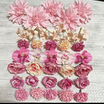 NO 0605-08 造花 まとめ売り ハンドメイド 材料 素材　花材ダリア  バラ　あじさいなど　ピンク　桃色　おまとめセット