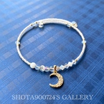 🌙Thanks100［再販11］三日月🌙ムーン　シングル　ワイヤー　ブレスレッド　　#minne_new  スワロフスキー