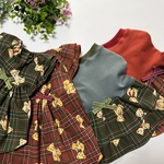 犬服『🧸テディベア　秋カラーチェック　ワンピース』秋　　わんこ服