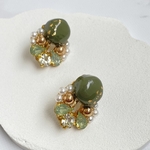 khaki×gold× bijou oval earring⁺∗˚