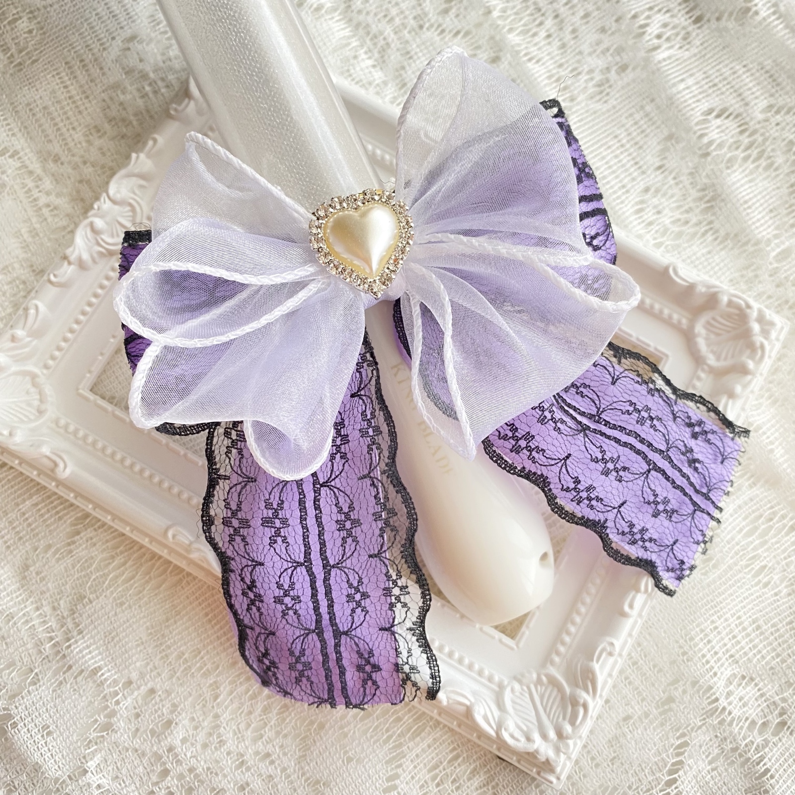 【送料込500円♡】ふわふわチュール マーメイドリボン ペンライトリボン ふわふわチュール ホワイト×ホワイトレース