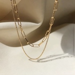 サージカルステンレス　医療用ステンレス　金属アレルギー　SUS316L　ネックレス　二重　チェーンネックレス　上品　金属アレルギー　錆びにくい　つけっぱなし　アクセサリー　ゴールド　S-0072