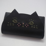 kuuuuuko様専用　キーケース　ねこのお顔　黒猫（スムース）　牛革