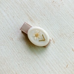 kids hair clip beige flower & pink/ドライフラワー レジン