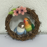 小さなボタンインコペアの小さなリース♪