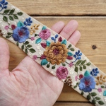 【5㎝幅】50㎝カット済【インド刺繍リボン】　シフォン　刺繍  リボン　りぼん