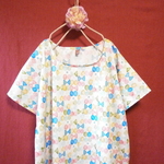 ちょうちょ　半袖ワンピース　ブルー