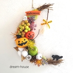 送料無料🌜️三日月Halloween🎃リース　玄関リース