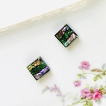 大人の秋色　シブい 螺鈿のスクエアピアスイヤリング【1470】#シェル　和　伝統工芸　#handmade #accessory 秋ピアス #秋色