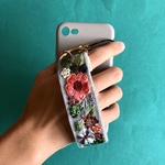 スマホハンドベルト/ショートストラップ 落下防止 インド刺繍リボン 