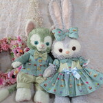 ＜ペア＞ジェラトーニ＆ステラルー（クッキーアン）(Sサイズ)コスチューム＊ペアコスチューム＊秋＊YUWAスイーツ柄＊ニュアンスカラー＊ブルーグレー
