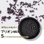 5Size【ネイルパーツ ブリオンミックス 1mm~3mm】極小 ミニ レジン封入 デコ ジェルネイル レジン ネイルアート[グレーシルバー ケース入り]◎RP010-GY