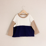 ネイビー×ベージュのなめらかニットロンT