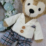 ダッフィー（Sサイズ）コスチューム＊ジャケットコスチューム＊テーラーカラー＊ジャケット＆パンツ＊生成×グレーチェック