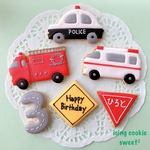 はたらく車（3枚セット）のアイシングクッキー