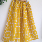 ＊北欧風ラウンド柄♪綿麻ティアードスカート(yellow)＊
