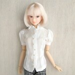 764【momokoDOLLシャツ】白のパフスリーブシャツ※1/6ドール服