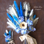 🍀ch様オーダー専用ページです🍀　　　　パームフラワーとエリンジュームのブルーブーケ　ウェディングブーケ　ブライダルブーケ　前撮りブーケ　サムシングブルー　フォトウェディング　