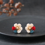 【クラシック】レトロなお花ピアス★つまみ細工 ★ イヤリングに変更可