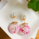 いっぱいお花のガラスドームピアス