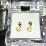 サージカルステンレス トルマリン オパール スタッドピアス ゴールド