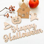 ハロウィン✦かぼちゃ/おばけ/魔女の館・6点セット　/木製　レターバナー・Halloween/お飾り/ウッドレター