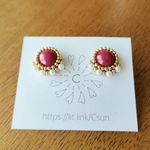 ピアス　ボルドーワイン　パール
